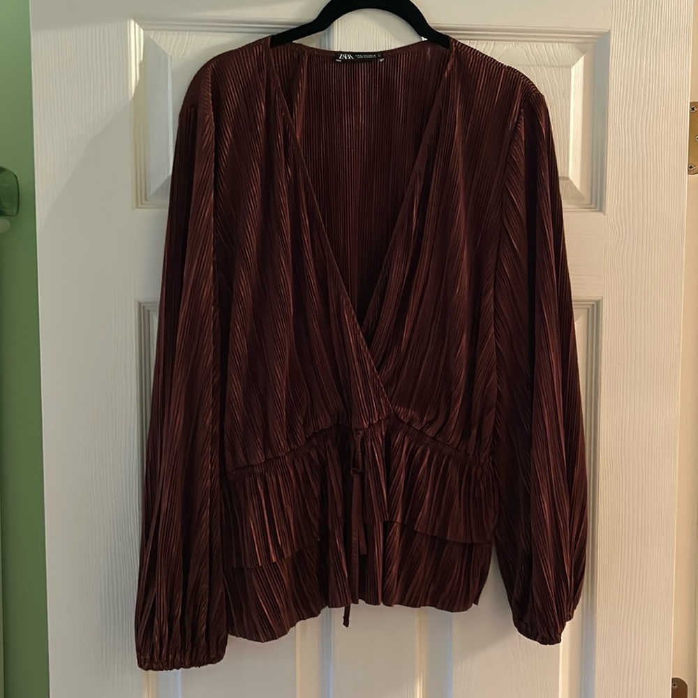 Zara shimmery brown top